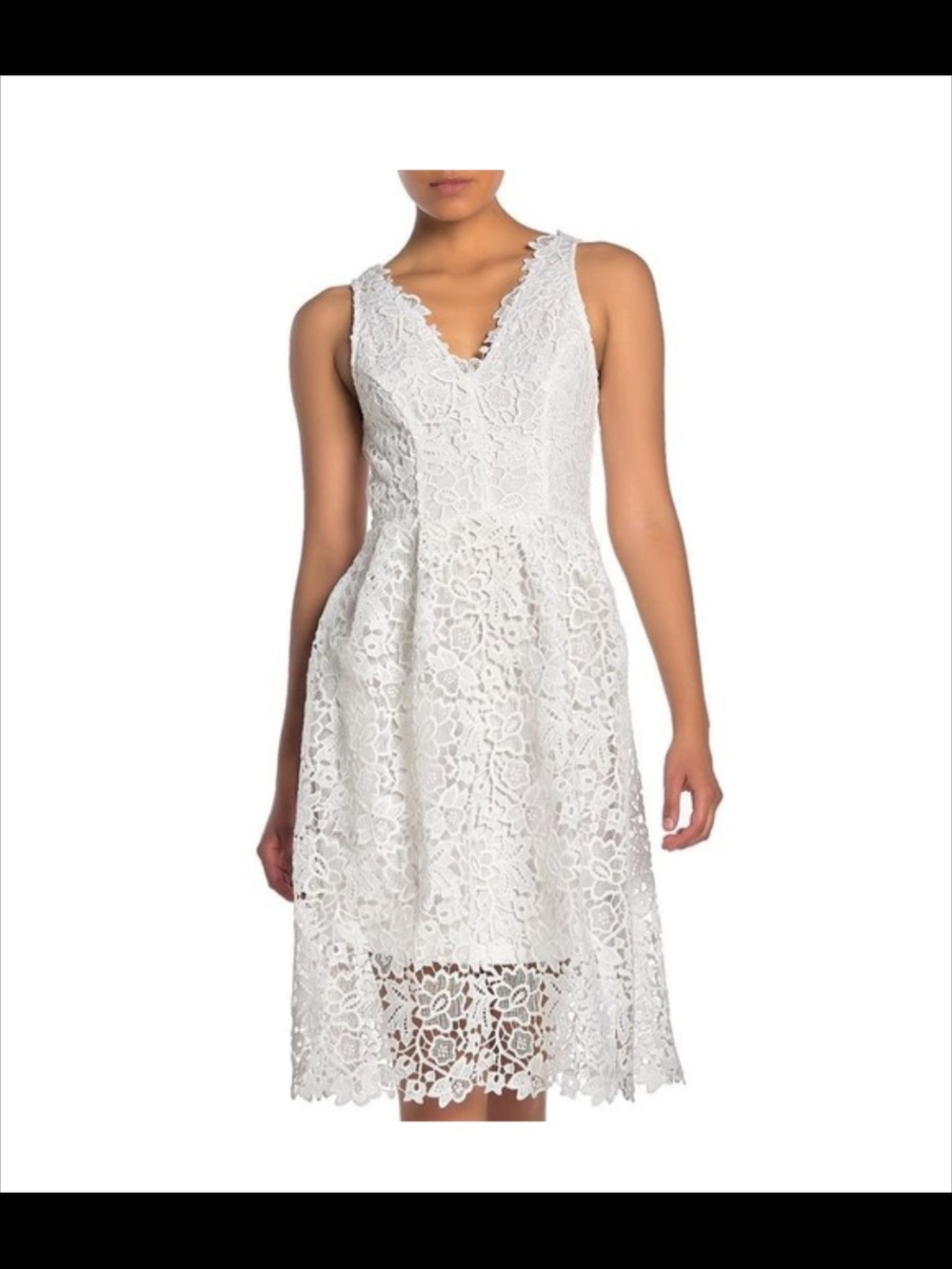 ASTR The Label White Lace V-Neck Dress